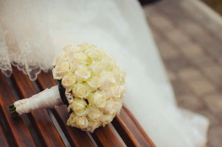 Beautiful bouquet of the bride in different color tonesの写真素材