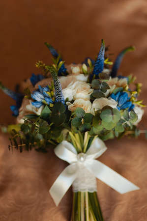 Beautiful bouquet of the bride in different color tonesの写真素材