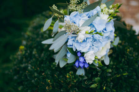 Beautiful bouquet of the bride in different color tonesの写真素材