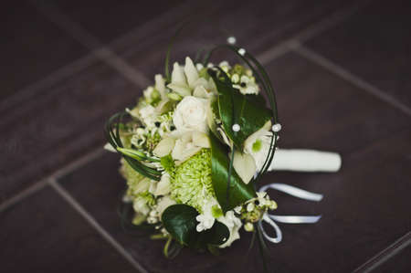 Beautiful bouquet of the bride in different color tonesの写真素材