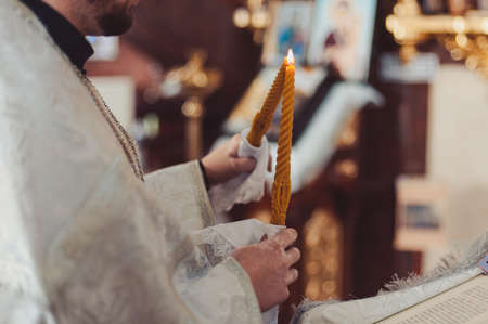 Altar church bible candles crown cross iconの写真素材