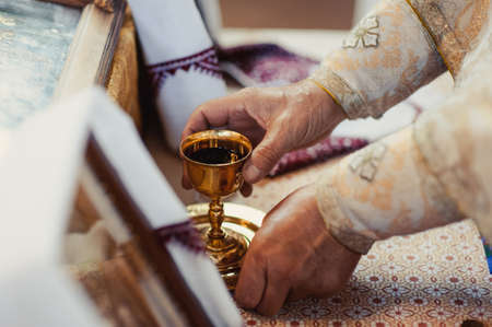 Altar church bible candles crown cross iconの写真素材