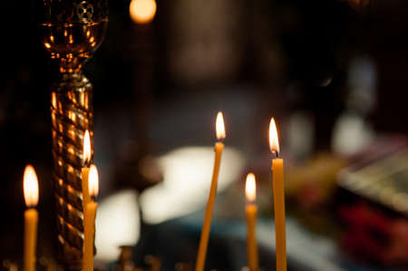 Altar church bible candles crown cross iconの写真素材