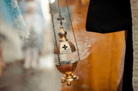 Altar church bible candles crown cross iconの写真素材