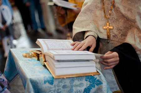 Altar church bible candles crown cross iconの写真素材