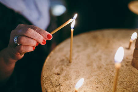 Altar church bible candles crown cross iconの写真素材