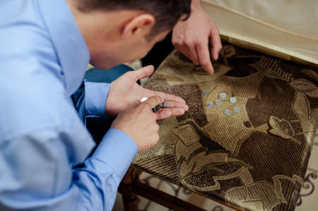 Money at the wedding ransom competitions. Account of money of paper and coinsの写真素材