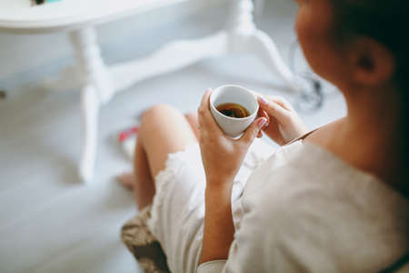 Bride in the dressing gown. beautiful bride in a morning