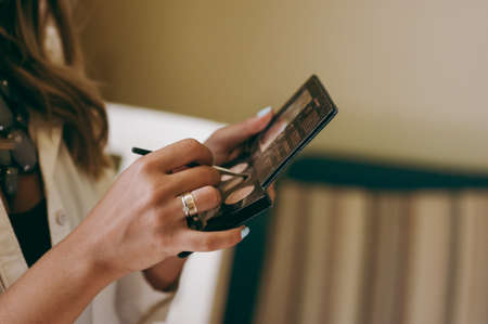 Bride make-up. Beautiful wedding makeup for the bride. Large with detailsの写真素材