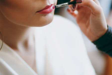 Bride make-up. Beautiful wedding makeup for the bride. Large with detailsの写真素材