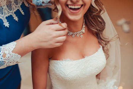 Beautiful bridal jewelry for the brideの写真素材