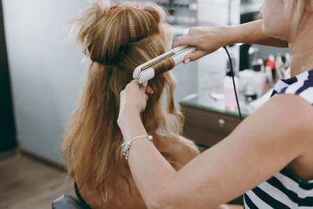 Make-up and hairstyle for a modelの写真素材