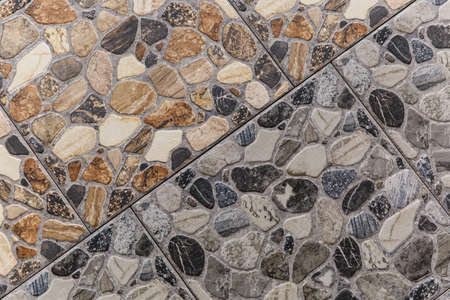 Stone wall brick texture background beige surface facade for design and decorationの写真素材