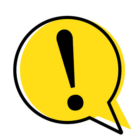 Exclamation mark in yellow speech bubble, Warning attention sign vectorのイラスト素材