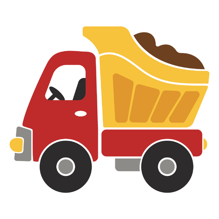Toy Dump Truck Cartoon Vector Illustration for Kidsのイラスト素材