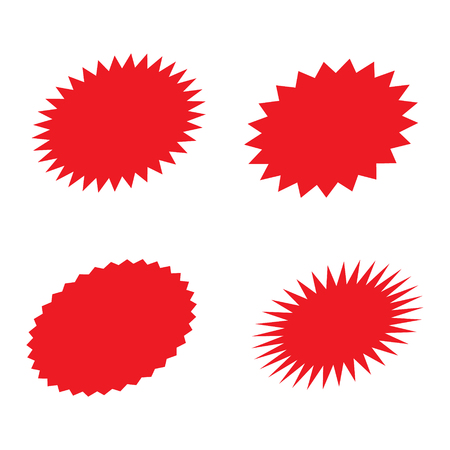 Set of red retro starburst, sunburst badges. Vector illustration.のイラスト素材