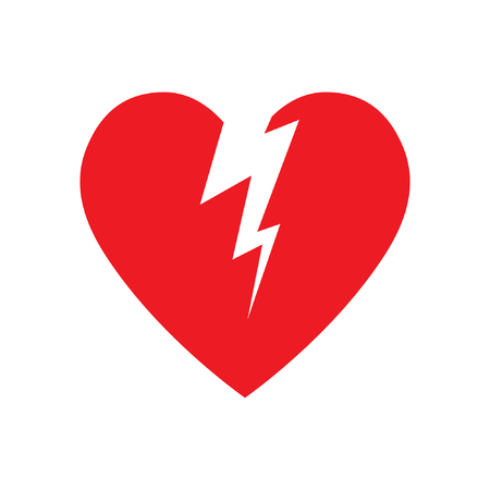 Broken Heart vector icon. red broken heart isolated illustrationのイラスト素材