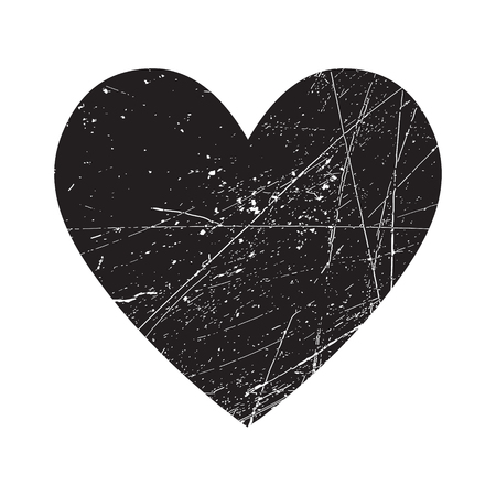 Grunge black heart vector isolated iconのイラスト素材