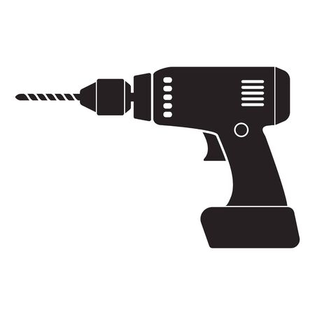 Home electric drill icon. Isolated on white backgroundのイラスト素材