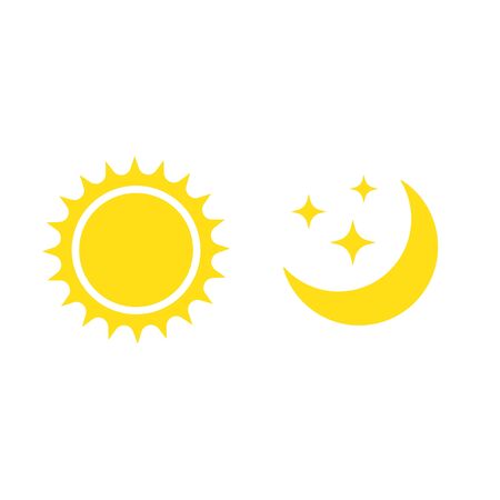 Night symbol of the moon with stars and sun, vector on white background.のイラスト素材