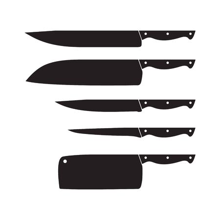 Knife set, Knife icon, set, vector illustration isolated on white backgroundのイラスト素材