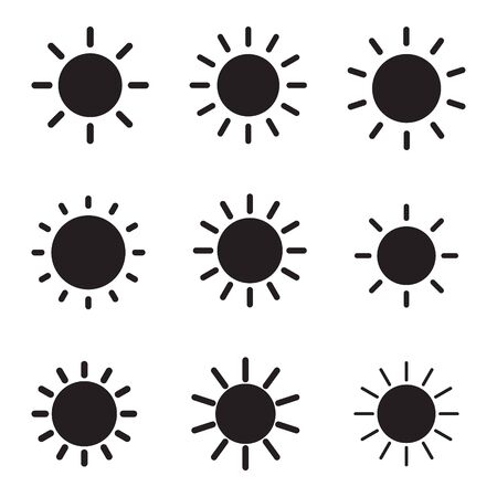 Set of sun icons, isolated vectorのイラスト素材