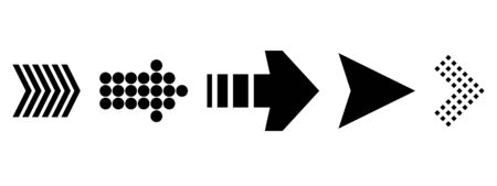 Set of new style black vector arrows isolated on white. Arrow vector icon. Arrows vector illustration collectionのイラスト素材