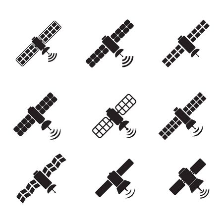 Satellite icon, space satellite symbol isolated.のイラスト素材