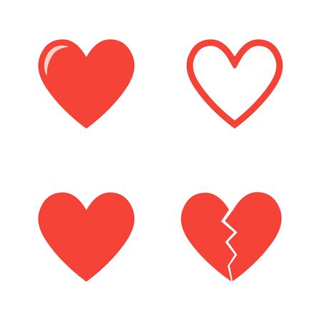Set of red hearts, love icons vector setのイラスト素材