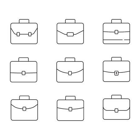 Briefcase line icon, linear style pictogram isolated on white. Suitcase, portfolio symbol.のイラスト素材