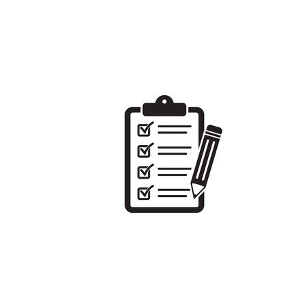 Clipboard pencil vector icon. Black illustration isolated on white background for graphic and web design.のイラスト素材