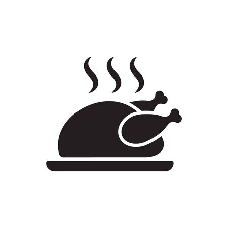 Chicken icon. Chicken dish vector. Chicken on plate vector.のイラスト素材