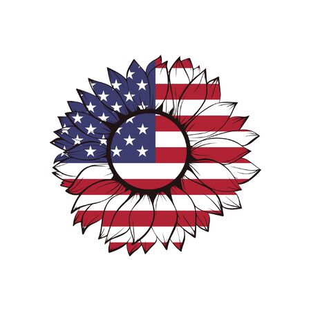 USA flag in sunflower, 4th of july, patriotic, fourth of july, america, usのイラスト素材