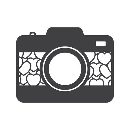 Vintage camera, Heart photo camera vector illustrationのイラスト素材