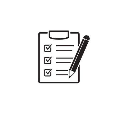 Clipboard pencil vector icon. Black illustration isolated on white background for graphic and web design.のイラスト素材