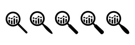 Analytic vector icon - magnifying glass with bar chartのイラスト素材