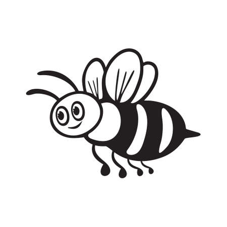 Cartoon Honey Bee icon on white backgroundのイラスト素材