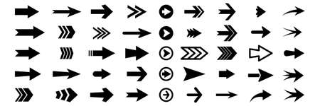 Arrow vector icon. Set of new style black vector arrows isolated on white. Collection of pointers. Arrows vector illustration collectionのイラスト素材