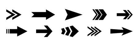 Arrow vector icon. Set of new style black vector arrows isolated on white. Collection of pointers....