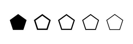 Pentagon shapes, pentagon icon of vector geometry pentagonal five-sided polygon pentagon lineのイラスト素材