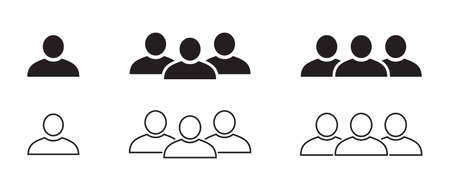 User icon and people line icon, team icon, group icon, outline and solid vector illustration, linear pictogram isolated.のイラスト素材