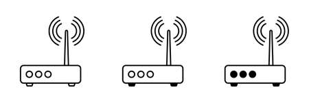 Simple router icon, vector line router icon. Router related signal icon isolated, wifi symbol.のイラスト素材