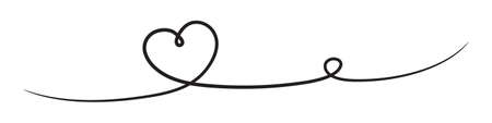 Doodle heart drawn by one continuous line. Freehand doodle drawing. Element of love for cards, print, greetings. flat vector linear illustration isolated on white backgroundのイラスト素材