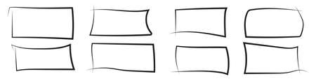 Set of hand drawn rectangle. Text box and frames. Vector illustration.のイラスト素材