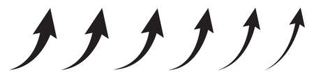 Curved arrow icon. Arrow pointer icon. Set of arrows. Arrows up. Black arrow icons. Vector illustration.のイラスト素材