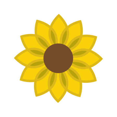 Sunflower icon in flat style vector isolated, leaf botany ecology template.のイラスト素材