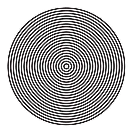 Concentric circle element. Black and white color ring. Abstract vector illustration for sound wave, Monochrome graphic.のイラスト素材