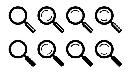 Magnifying glass icon. Search icon, vector magnifier or loupe sign.のイラスト素材