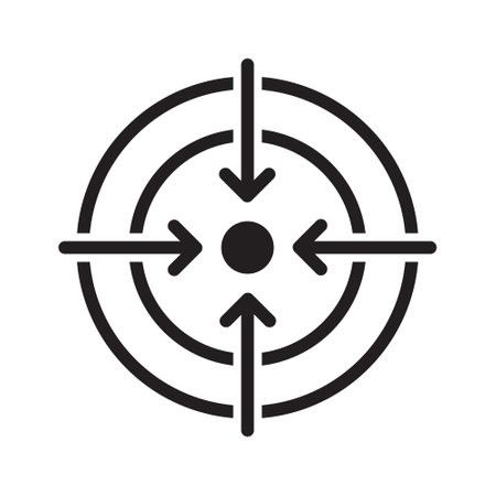 Aim icon. Target icon. Shooting mark. Aiming vector sign. Target goal icon, focus marketing aim.のイラスト素材