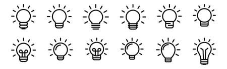 The light bulb icon vector, full of ideas and creative thinking, analytical thinking for processing. Outline symbol illustration.のイラスト素材